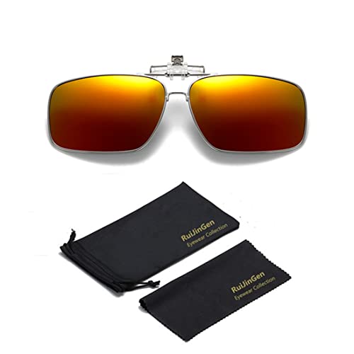 Clip on Flip up Polarized Lens For Prescription Glasses UV Protection Sunglasses (Clear lenses not Polarized) - color: Style C Red Blue