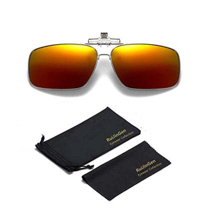 Clip on Flip up Polarized Lens For Prescription Glasses UV Protection Sunglasses (Clear lenses not Polarized) - color: Style C Red Blue