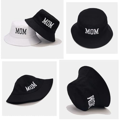 XYIYI 2 Pack Unisex Bucket Hat for Women Men Summer Beach Fishing Hat Sun Hat - color: Mom Black White