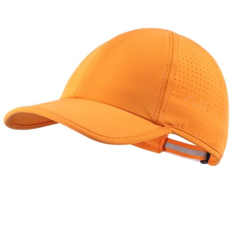 Home Prefer UPF50 Sun Hat for Men Women Reflective Water Repellent Quick Dry Baseball Cap Golf Running Outdoor Sport Hat - color: Orange, size: Medium