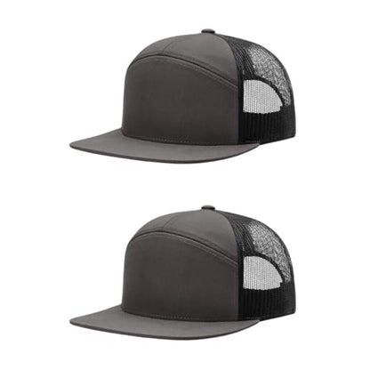 Richardson 168 Hi-Pro 7 Panel Adjustable Snapback Trucker Mesh Back Cap - color: Charcoal/Black