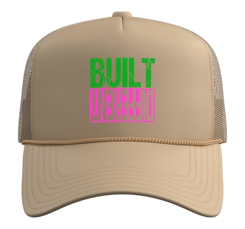 Green and Pink Different Pink and Green Trucker Hat with Adjustable Mesh Back - color: Khaki
