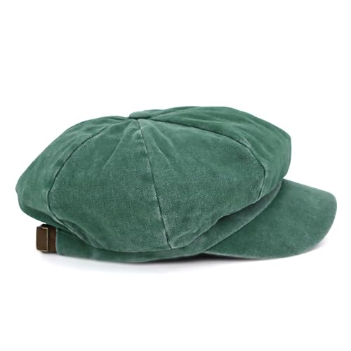WITHMOONS Plain Baker Boy Hat Twill Cotton Beret Cap Newsboy Hat Washed Adjustable JDG1582 - color: Green