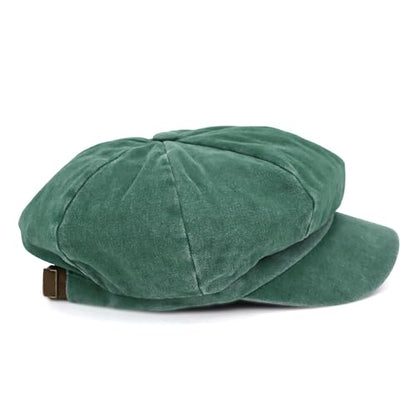 WITHMOONS Plain Baker Boy Hat Twill Cotton Beret Cap Newsboy Hat Washed Adjustable JDG1582 - color: Green
