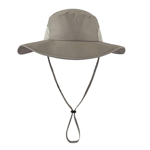 Home Prefer Outdoor UPF50+ Mens Sun Hat with Neck Flap Womens UV Protection Hat Wide Brim Safari Fishing Hiking Gardening Hat - color: Cool Grey