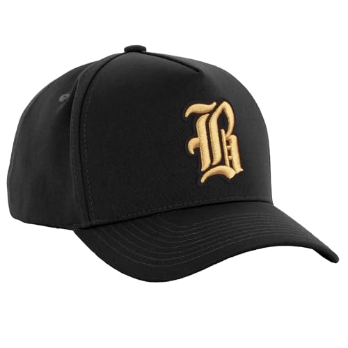 Daxton Premium Trucker Hat Twill 5 Panel Cap Vintage Custom Embroidery Logo Letter or Number - color: Black Hat-black Gold Logo, style: Letter: B