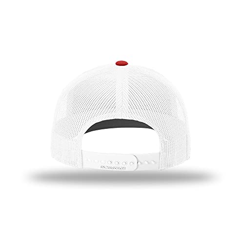 Richardson 112 Classic Six-Panel Adjustable Snapback Trucker Cap - color: Black/White/Red
