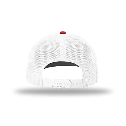 Richardson 112 Classic Six-Panel Adjustable Snapback Trucker Cap - color: Black/White/Red