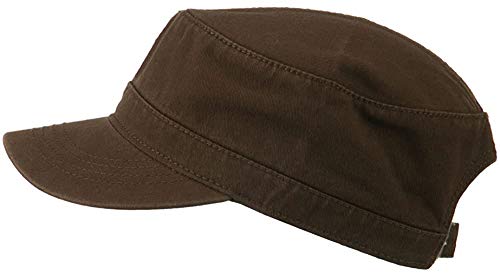 Ashen Fane Superior Garment Washed Cotton Twill Adjustable Army Cap - color: Dark Brown