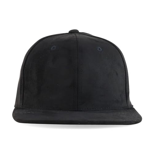Trendy Apparel Shop Plain Suede Flat Bill Snapback Cap - color: Black
