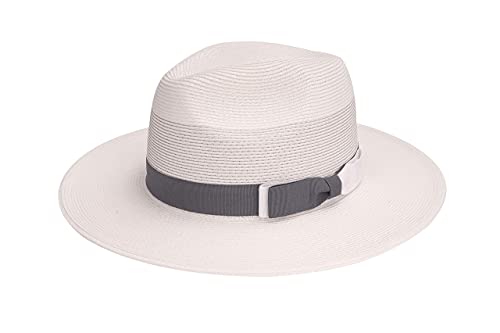 Pineapple&Star Sun Straw Fedora Beach Hat Fine Braid UPF50+ for Unisex - color: Cannes, size: Large