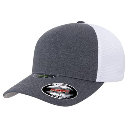 Flexfit Melange Unipanel Trucker Cap - color: Melange Dark Grey/White, size: Large-X-Large