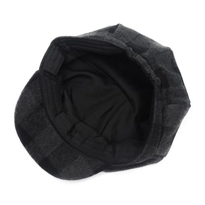 ZLYC Women Classic Newsboy Cap Visor 8 Panel Gatsby Cabbie Paperboy Hat - color: Plaid Dark Gray
