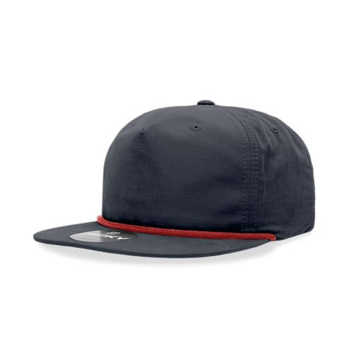 5 Panel High Profile Relaxed Cotton Blend Rope Hat - color: Navy