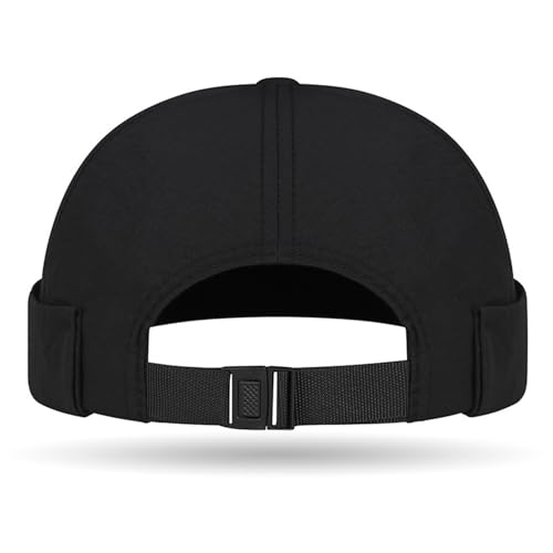 Quick Dry Brimless Hat for Men Women Ultra-Thin Breathable Rolled Cuff Docker Cap Harbour Beanie Hats Landlord Hat K338 - color: Black