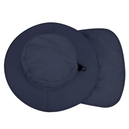 Sun Hats for Men Women, UPF 50+ Protection Fishing Hat with Neck Flap - color: Navy
