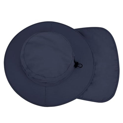 Sun Hats for Men Women, UPF 50+ Protection Fishing Hat with Neck Flap - color: Navy