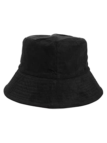 Trendy Fisherman Hats Double Side Wear Fishing Sun Hat Solid Color Bucket Hat Winter Reversible Packable Cap - color: Black