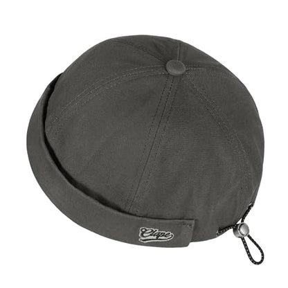 Croogo Brimless Hat for Men Cotton Docker Cap Adjustable Retro Skullcap - color: Gray