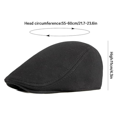 XYIYI Men Newsboy Cap Cotton Beret Hat Flat Ivy Gatsby Driving Cabbie Cap - color: Black