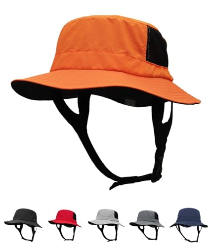 Mens Womens Surf Bucket Hat Waterproof UPF50+ Foldable Beach Sun Hats - color: Orange