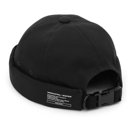 UNDERCONTROL Brimless Sailor Fisherman Leon Hat No Visor Miki Skull Docker Beanie Trawler Tactical Ring Cap for Men & Women - color: Black