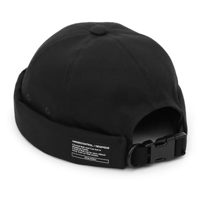 UNDERCONTROL Brimless Sailor Fisherman Leon Hat No Visor Miki Skull Docker Beanie Trawler Tactical Ring Cap for Men & Women - color: Black