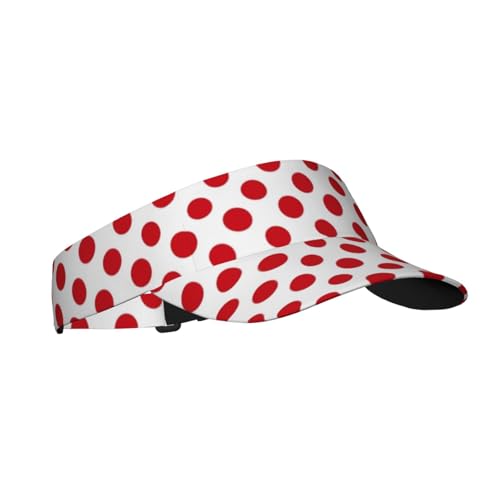 Unisex Sports Sun Visor Hats Adjustable Lightweight Packable Printed Empty Top Cap for Running Pickleball Golf Tennis - color: Classic Red Polka Dot
