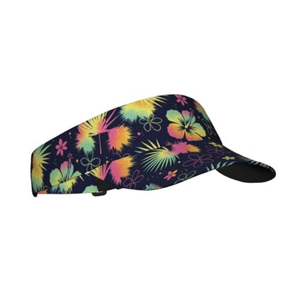 Sun Visor Hats Adjustable Open Top Sport Hat for Golf Women/Men - color: Tie Dye Hibiscus Flower