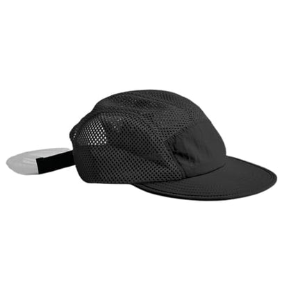 FASHIXD Mesh 5 Panel Runner Hat for Men Flat Brim Quick Dry Running Hat - color: Black