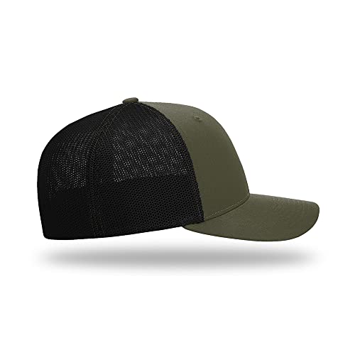 Richardson 110 Trucker R-Flex Baseball Cap| Fitted Mesh Back Hat - color: Loden/Black, size: Small-Medium