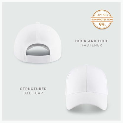 2-Pack Classic Structured Baseball Cap Adjustable Snapback Ball Caps - color: White