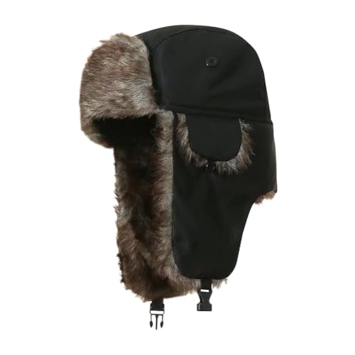 Winter Trapper Hat Cold Weather Windproof Hat Ear Flaps Hat Warm Hunting Hat Furry Snow Ski Hat Russian Skiing Hat Thermal Earflaps Hat Outdoor Cycling Hat