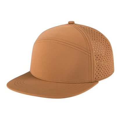 FEINION Men Laser Mesh Flat Brim Snapback Baseball Cap - color: Brown