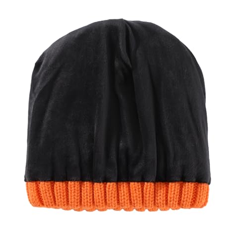 Home Prefer Mens Winter Hat Wool Fleece Lined Knit Beanie Hat Warm Stocking Caps - color: Orange