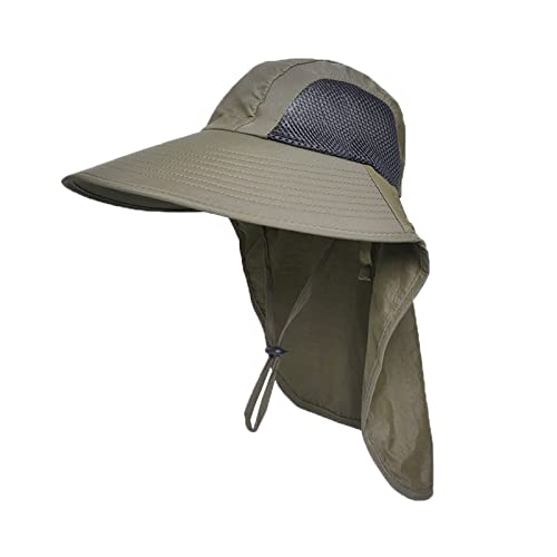 Sun Hat for Men Women with Neck Flap,UPF 50+ UV Protection Fishing Hat - color: 1pack-green