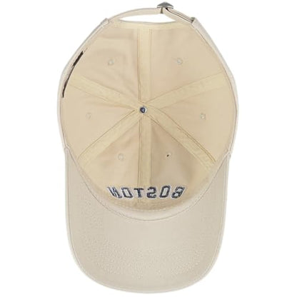 E BY ELIDAN Boston EST 1630 Dad Hat, Embroidered Cotton Baseball Cap - color: Stone Est 1630