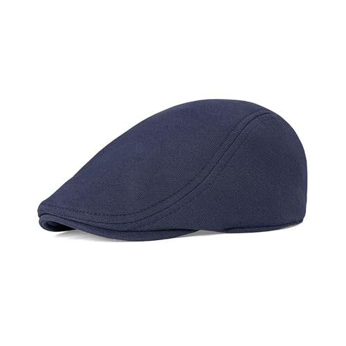 KUJUHA Men's Newsboy Cap Cotton Flat Ivy Gatsby Newsboy Hat Driving Hat Irish Cabbie Hunting Caps Winter Hat - color: Ba_navy, size: Medium
