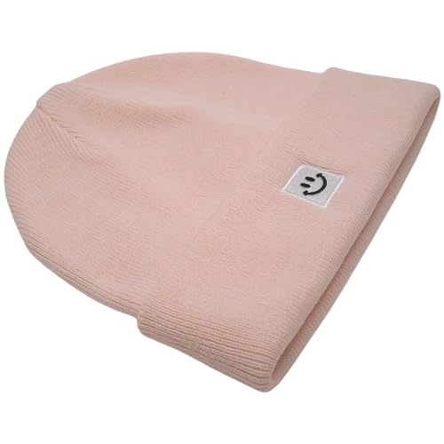55cube Unisex Winter Beanie Hats Warm Thick Knit Cuffed Skullcaps - color: Light Peachy Pink