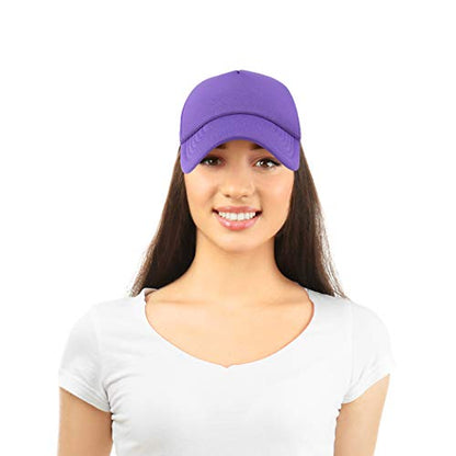 DALIX Solid Blank Trucker Hats Caps 2 Pack - color: Purple