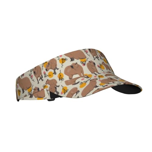 Sports Sun Visor Hats Adjustable Men Women Lightweight Packable Cooling Empty Top Visor Hat for Running, Tennis, Golf - color: Capybara