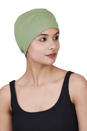 Chemo Hats Solid Sleep Cap Women's Bamboo Soft Headwear Cancer Cap Chemo Headwear Women - color: Green