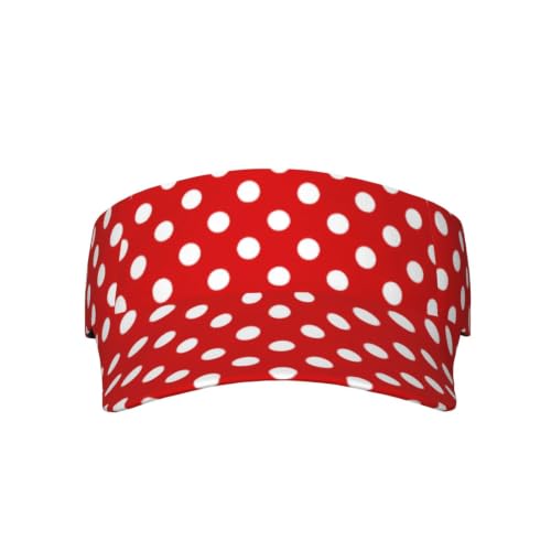 Visors for Women Men, Adjustable Sports Sun Visor Hats Outdoor Tennis Golf Running - color: Red Polka Dot