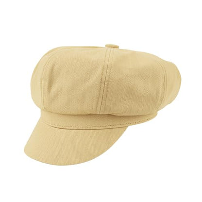 C.C Knitted Newsboy Cap for Women – Soft Knit Hat with Adjustable Velcro, Lightweight Warm Winter Style - color: Cotton-beige