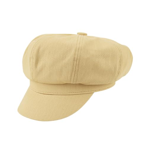 C.C Knitted Newsboy Cap for Women – Soft Knit Hat with Adjustable Velcro, Lightweight Warm Winter Style - color: Cotton-beige