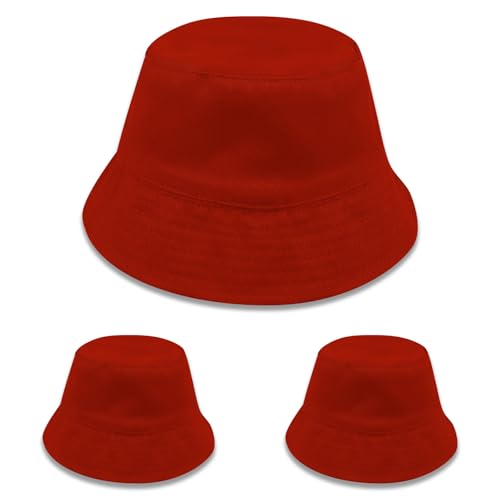Bucket Hats Bulk Solid Color DIY Blank Hat Bucket Hats for Men, Women and Adults - color: 3pcs Red Bucket Hat