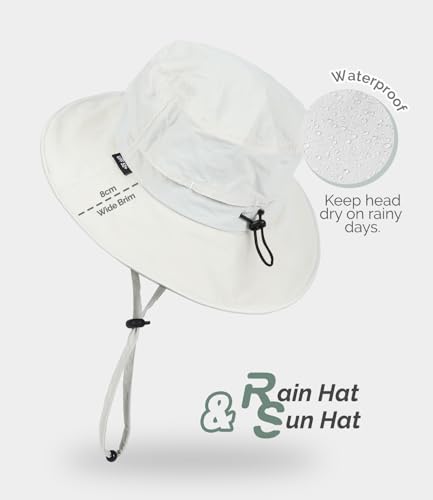 Bucket Hat Waterproof Rain Hat for Women Men Sun Hats UPF50+ Packable Summer Hat Hiking Travel Floppy Sun Hat - color: Cool Grey