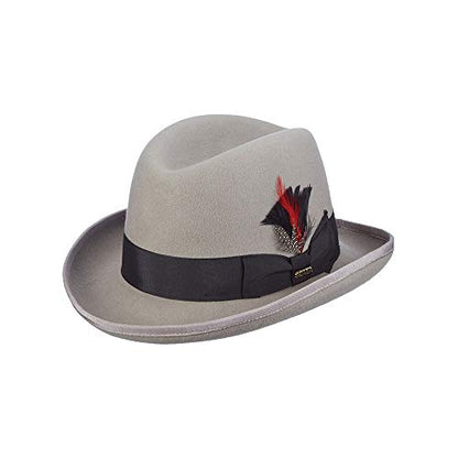 Scala Classico Men's Wool Felt Homburg Hat - color: Light Grey, size: Medium