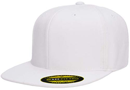 Flexfit Men's Flexfit 210 Fitted Flat Bill Cap Hat - color: White, size: Large-X-Large