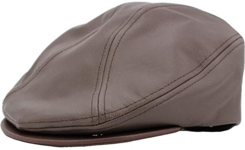 KBETHOS Leather Ascot Made in USA Ivy Collection Classic Newsboy Caps - color: Dark Brown, size: Medium